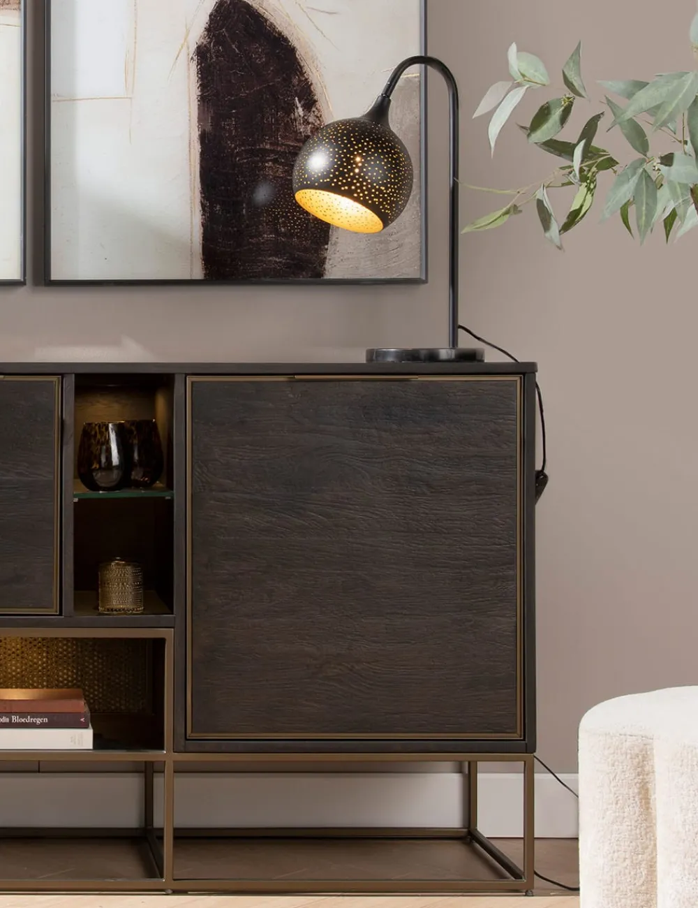 COCOmaison Arjen lampe de table 1*E27 - Noir/Or New