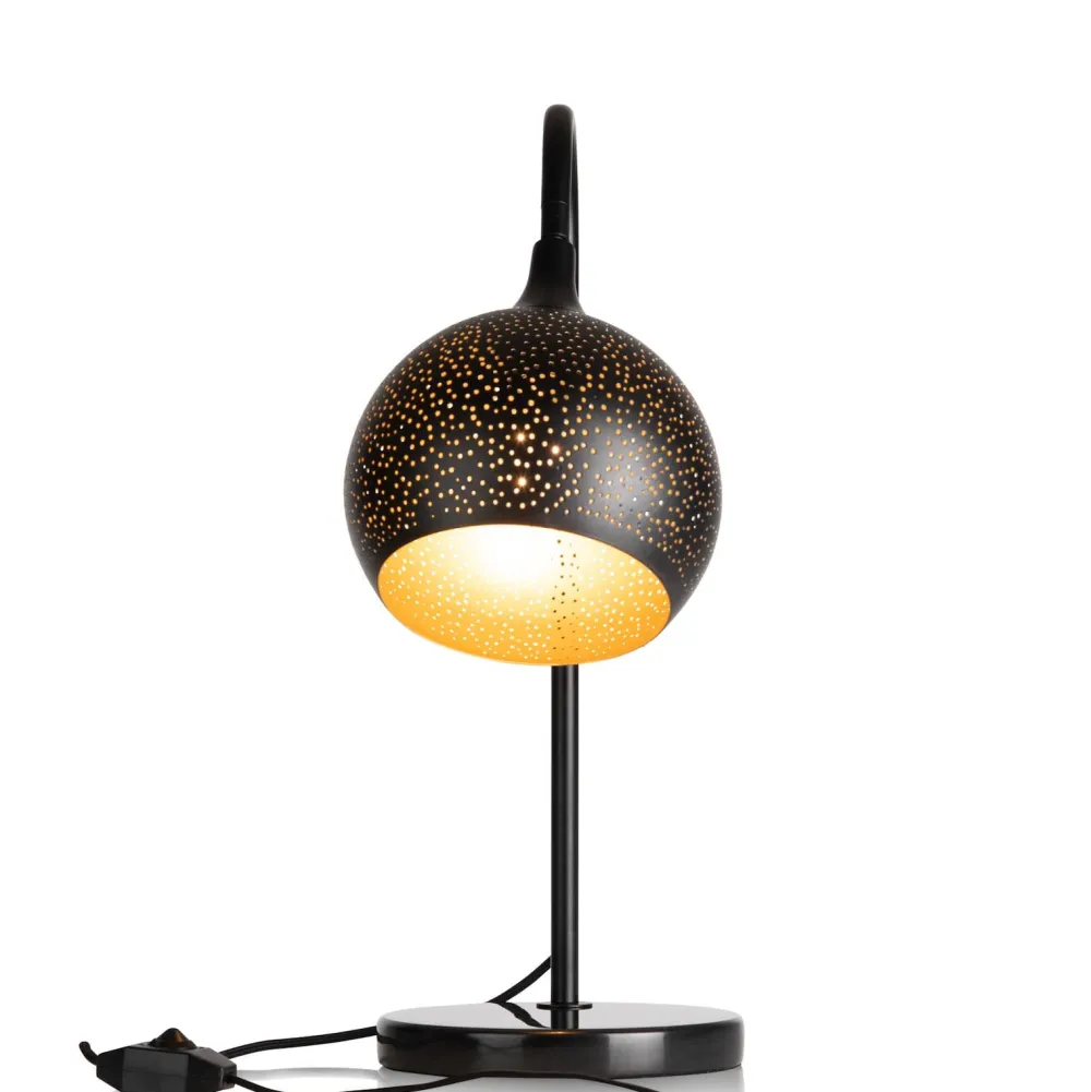 COCOmaison Arjen lampe de table 1*E27 - Noir/Or New