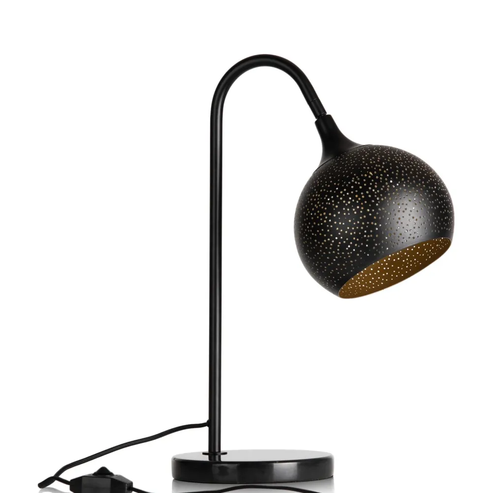COCOmaison Arjen lampe de table 1*E27 - Noir/Or New