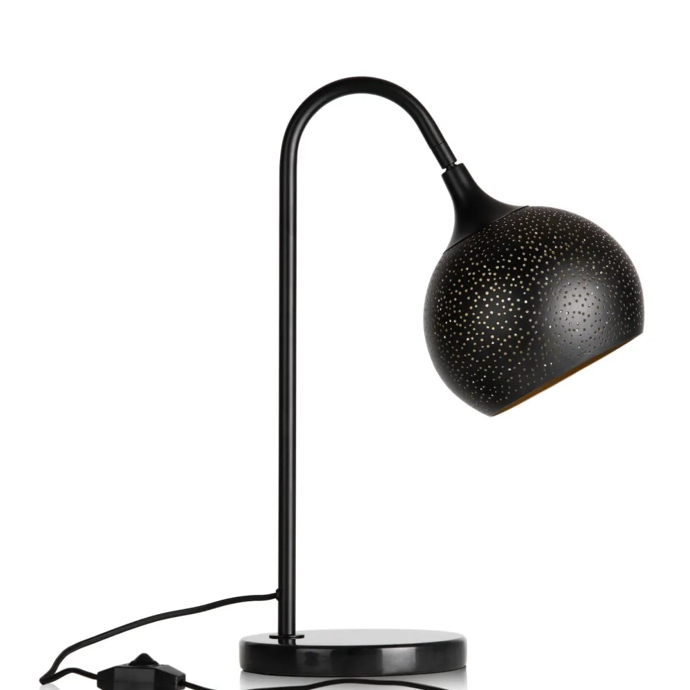 COCOmaison Arjen lampe de table 1*E27 - Noir/Or New