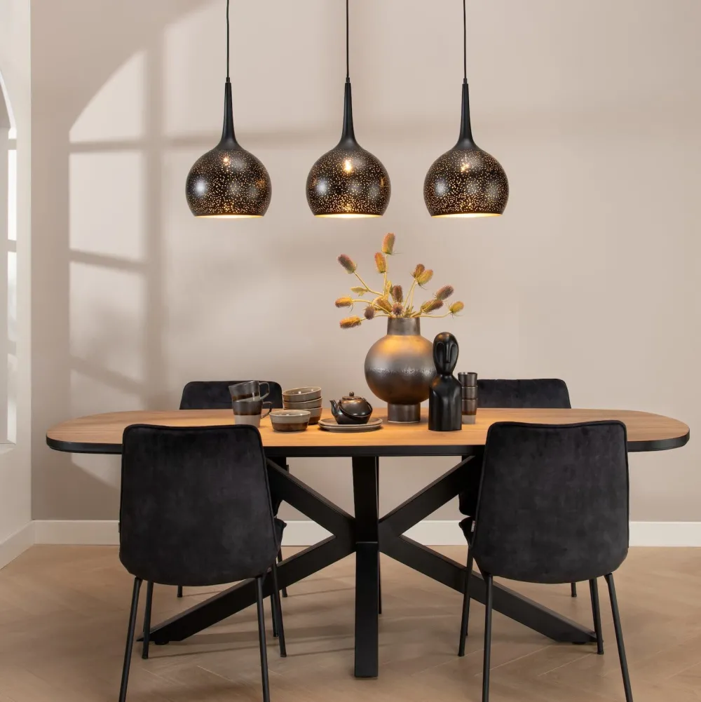 COCOmaison Arjen suspension 3*E27 - Noir/Or New