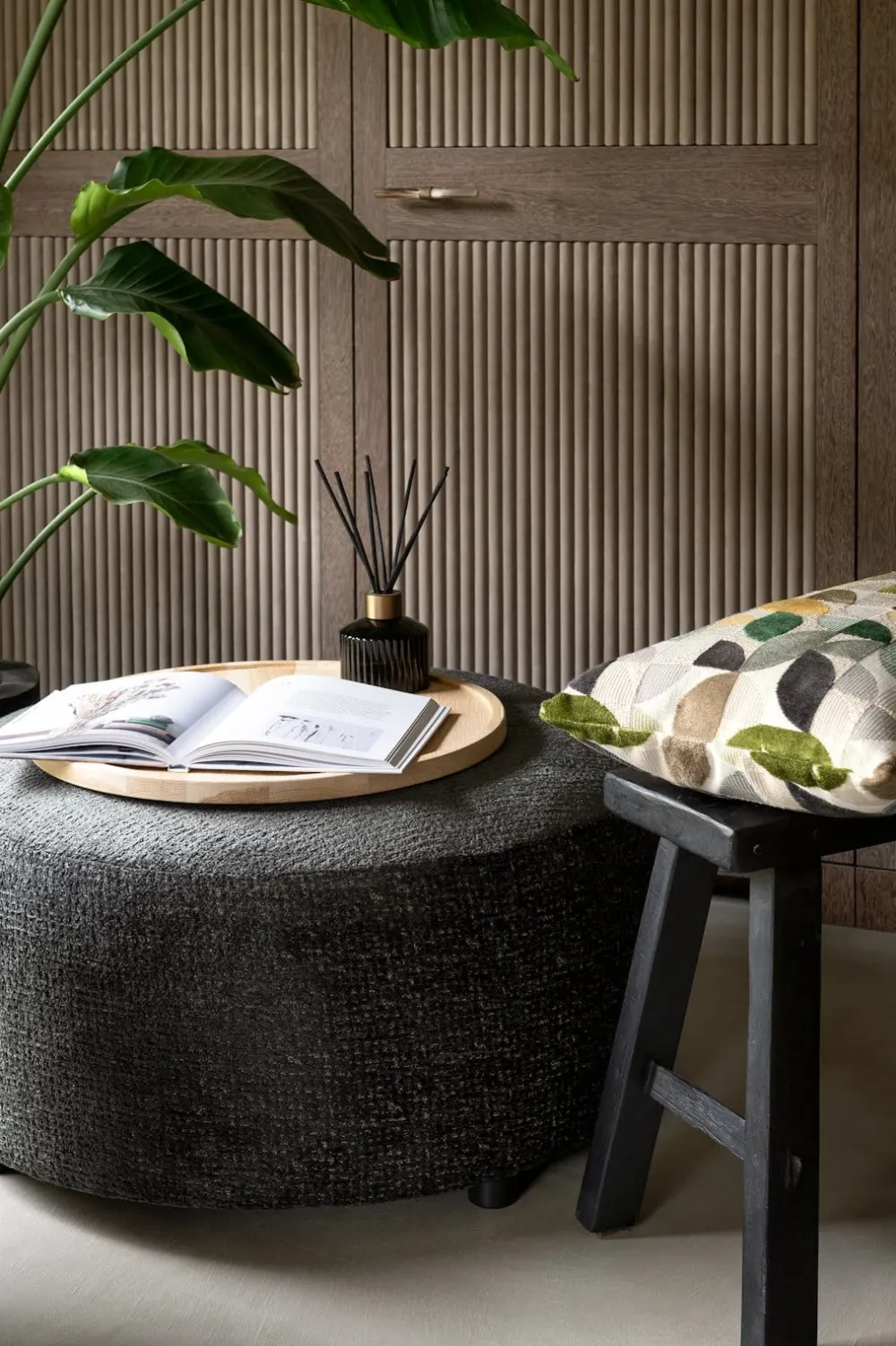 COCOmaison BeautiQ - Chic pouf - ronde 80 cm - Anthracite Sale