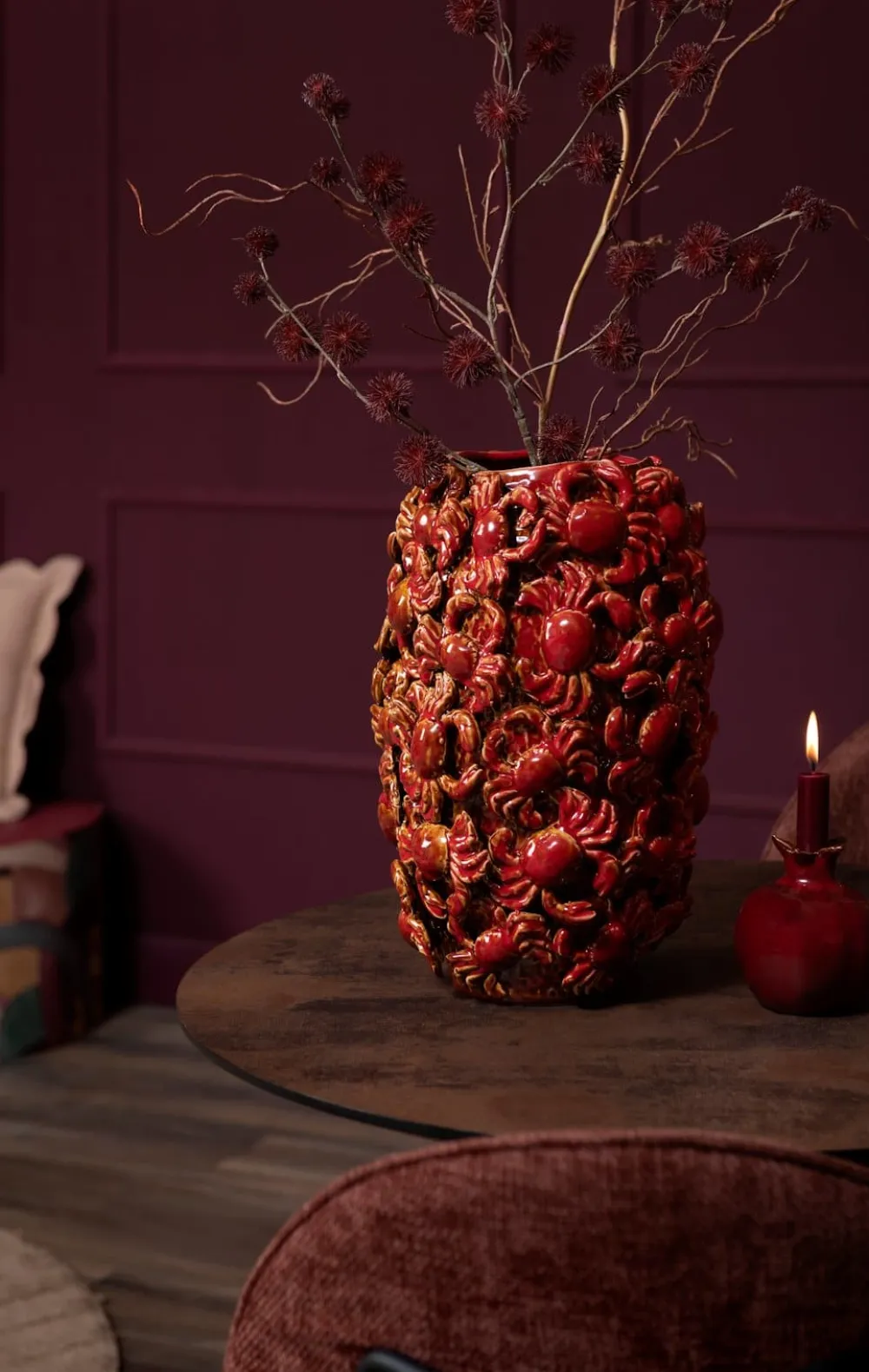 COCOmaison Crabby vase H39cm - Rouge Hot