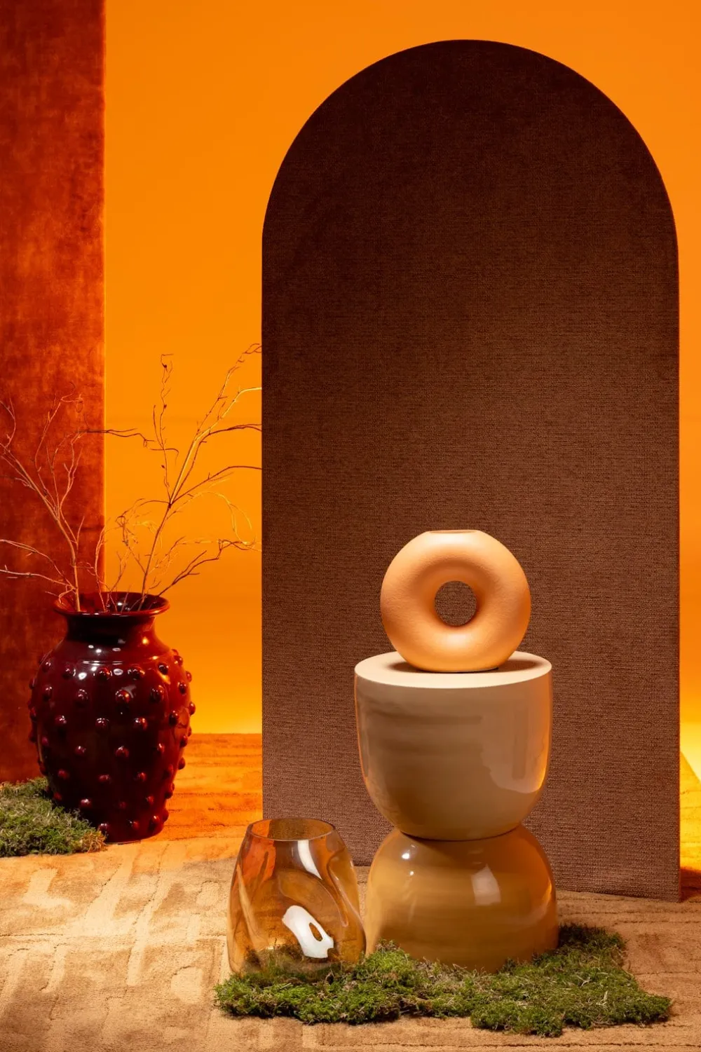 COCOmaison Donut vase H22cm - Orange Hot