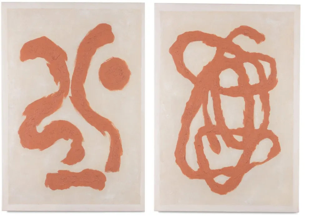 COCOmaison Organic Abstract set de 2 cadres 70x100cm - Orange Hot