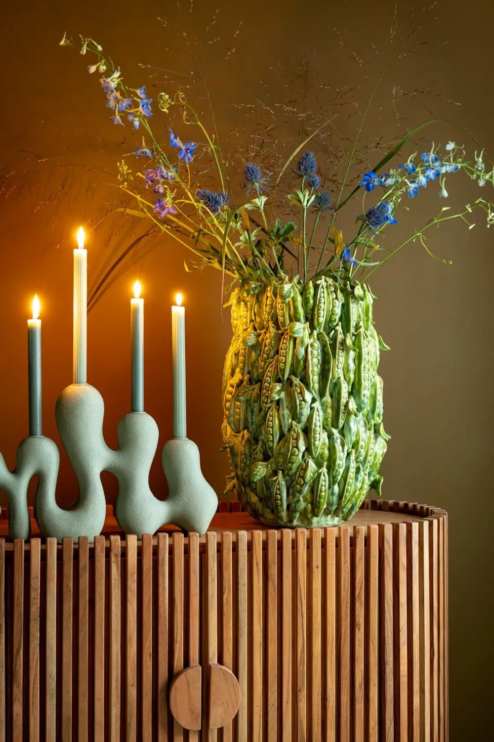 COCOmaison Peas in a pot vase H45cm - Vert Discount