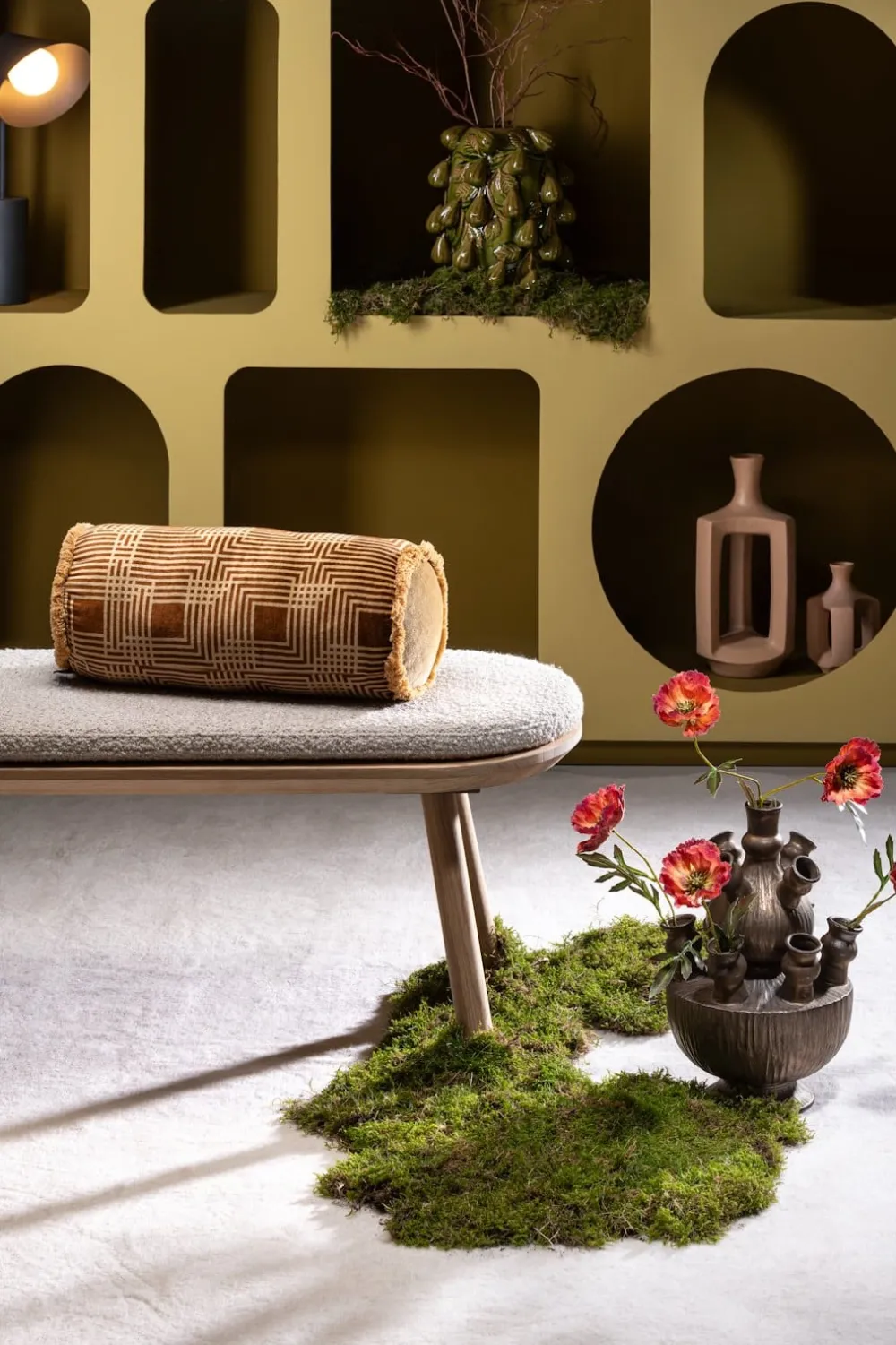 COCOmaison Poppy spray fleur artificiel 113cm - Bordeaux Hot